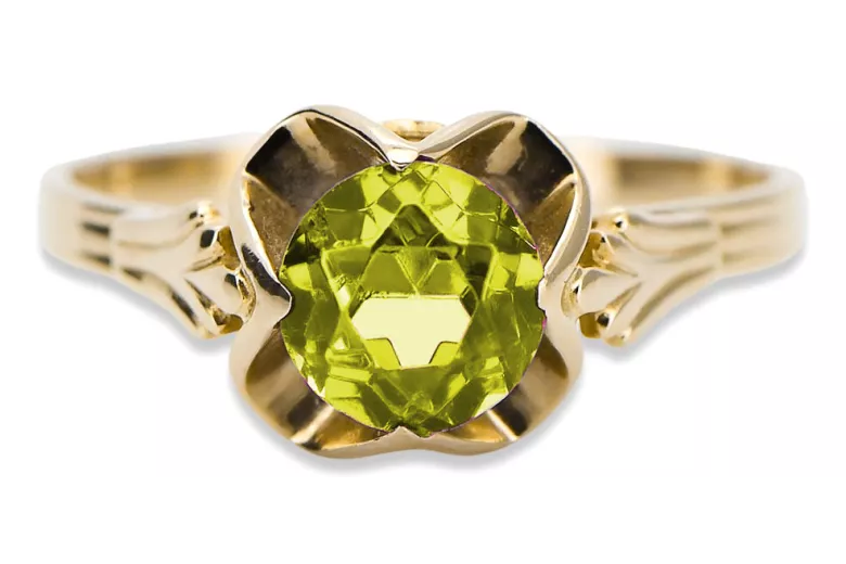 Peridot galben Aur galben 14K Inel Vintage vrc023y